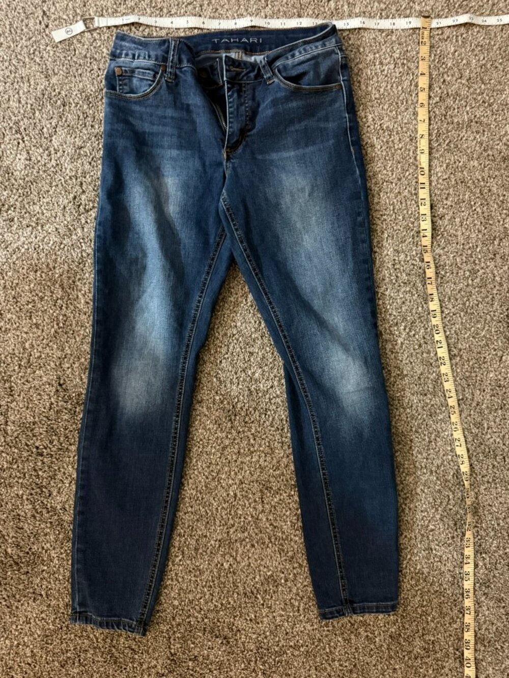 Tahari Womens Size 4 27 Dark Wash Blue Skinny Slim Stretch Denim Jeans